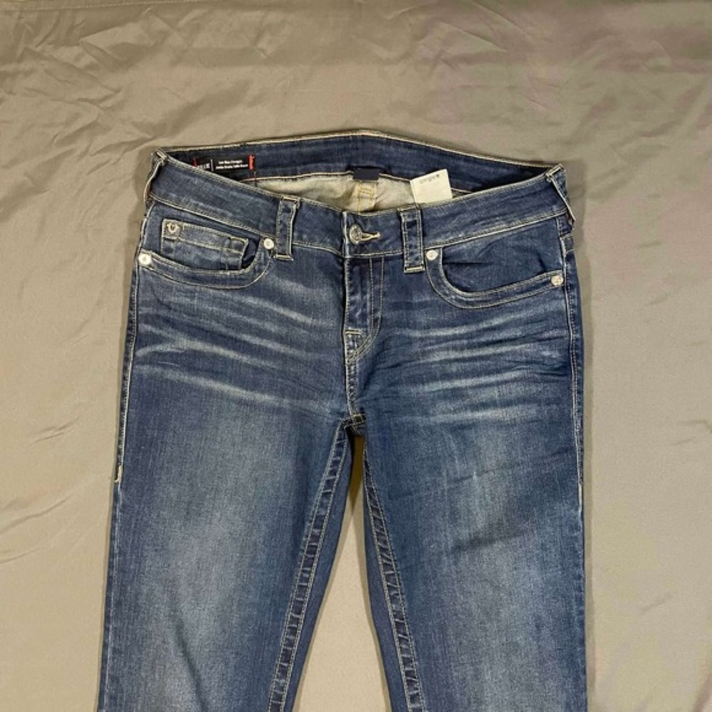 True Religion Billy Low Rise Straight Jeans Dark Wash Mens 29 Whiskering - Picture 9 of 9